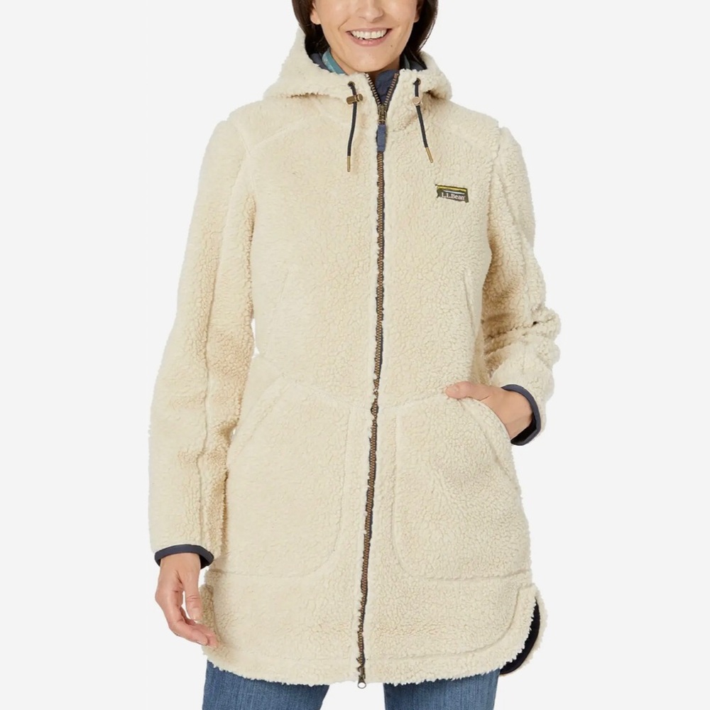 LL BEAN Mountain Pile Sherpa Fleece Coat Jacket Item 510330 Women's Large
